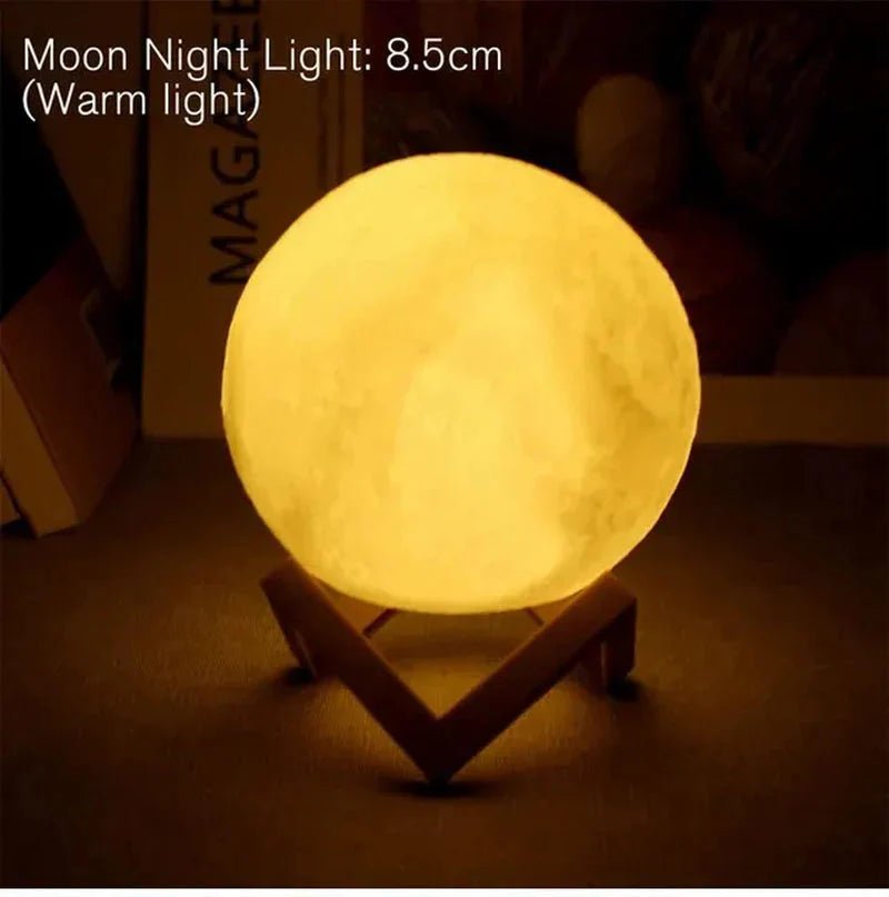 D5 Starry Moon Lamp 8Cm - LED Night Light with Stand, Perfect for Bedroom Decor and Gifts - AuraGoods