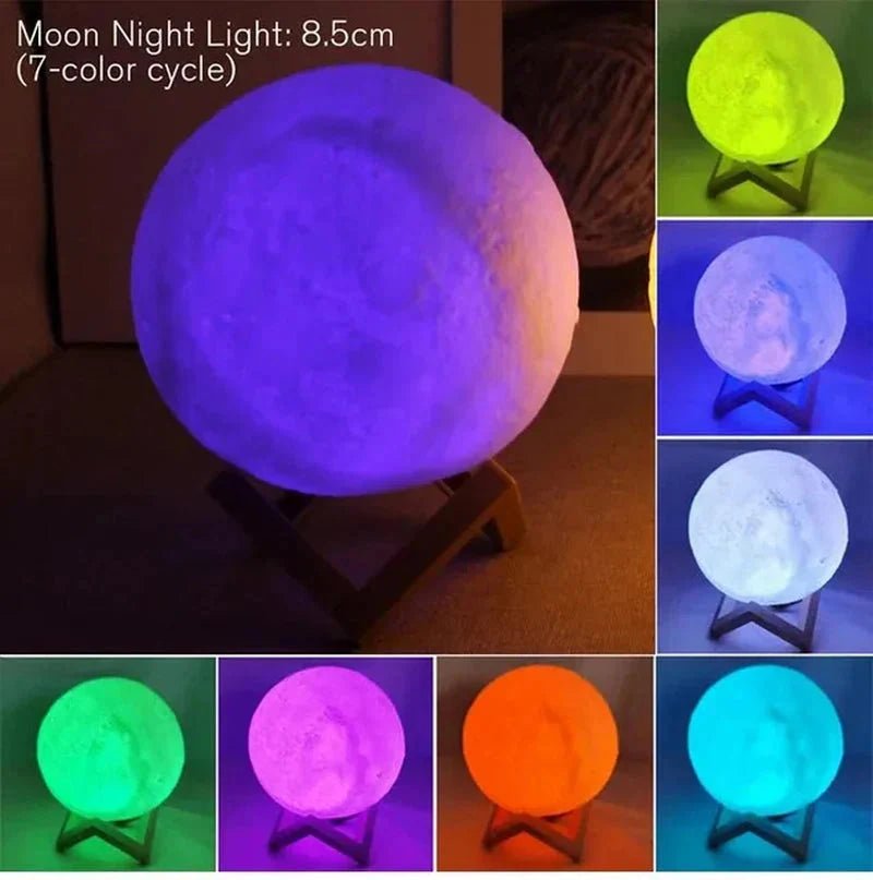 D5 Starry Moon Lamp 8Cm - LED Night Light with Stand, Perfect for Bedroom Decor and Gifts - AuraGoods