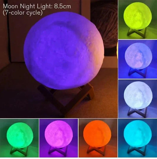 D5 Starry Moon Lamp 8Cm - LED Night Light with Stand, Perfect for Bedroom Decor and Gifts - AuraGoods