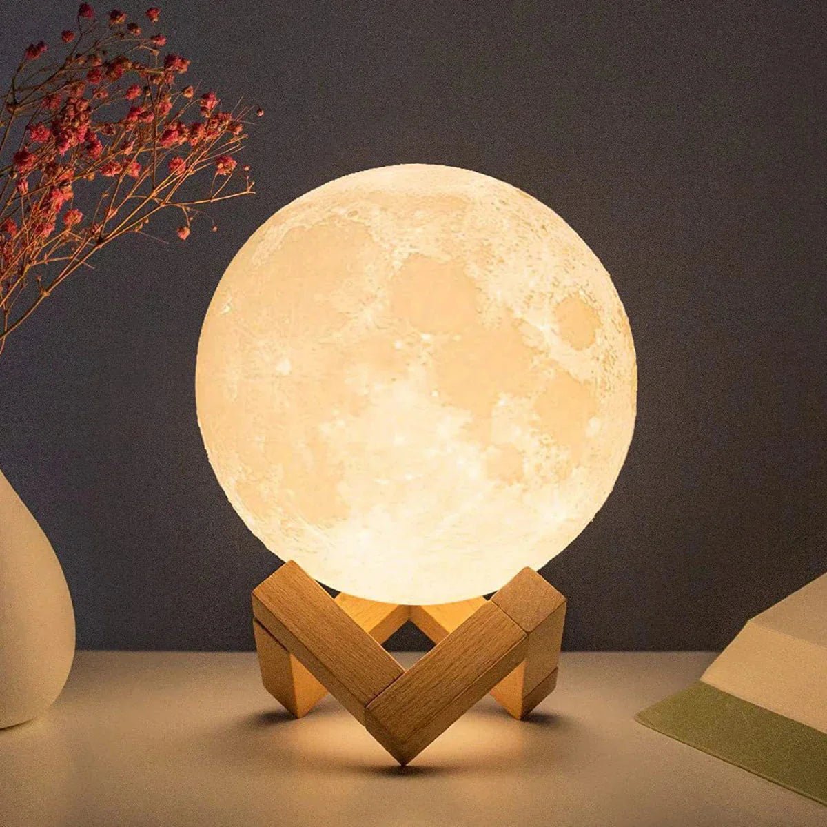 D5 Starry Moon Lamp 8Cm - LED Night Light with Stand, Perfect for Bedroom Decor and Gifts - AuraGoods