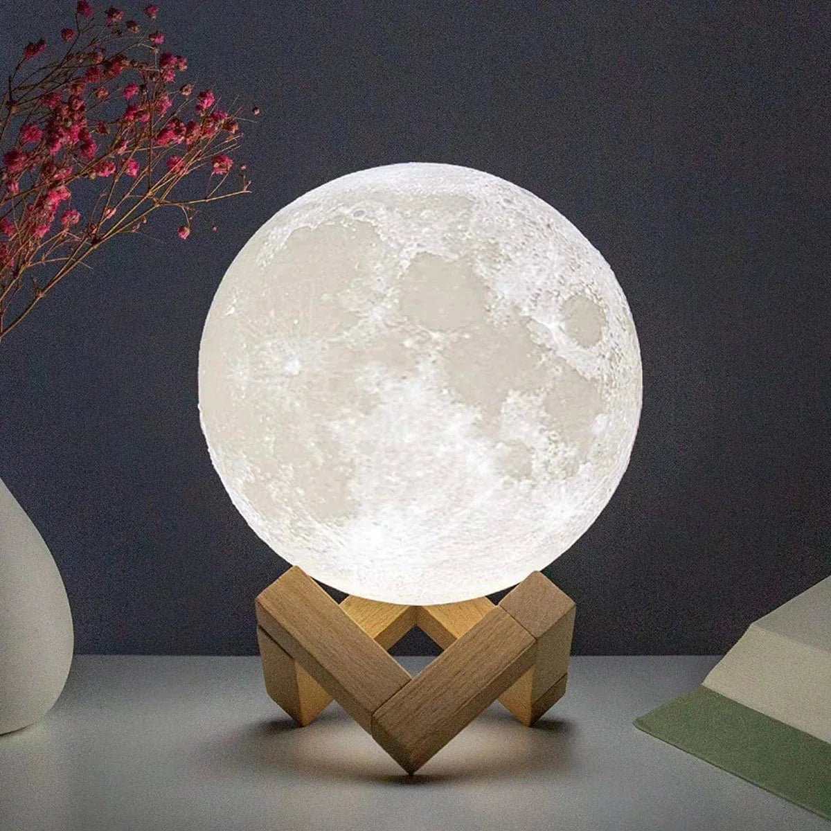 D5 Starry Moon Lamp 8Cm - LED Night Light with Stand, Perfect for Bedroom Decor and Gifts - AuraGoods