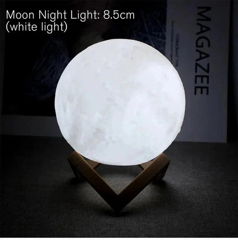 D5 Starry Moon Lamp 8Cm - LED Night Light with Stand, Perfect for Bedroom Decor and Gifts - AuraGoods