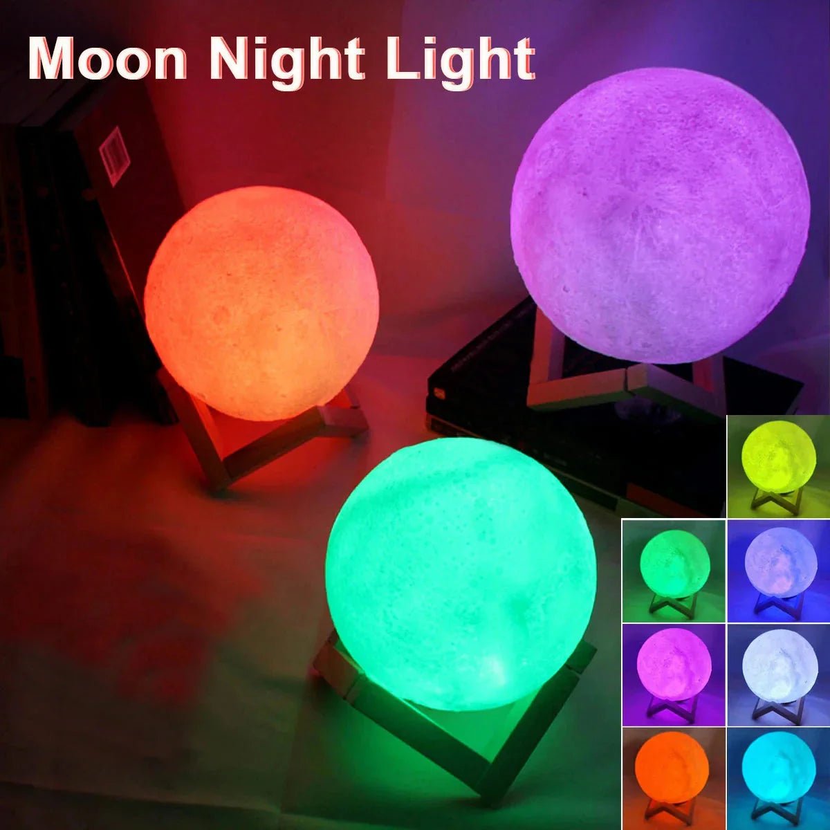 D5 Starry Moon Lamp 8Cm - LED Night Light with Stand, Perfect for Bedroom Decor and Gifts - AuraGoods