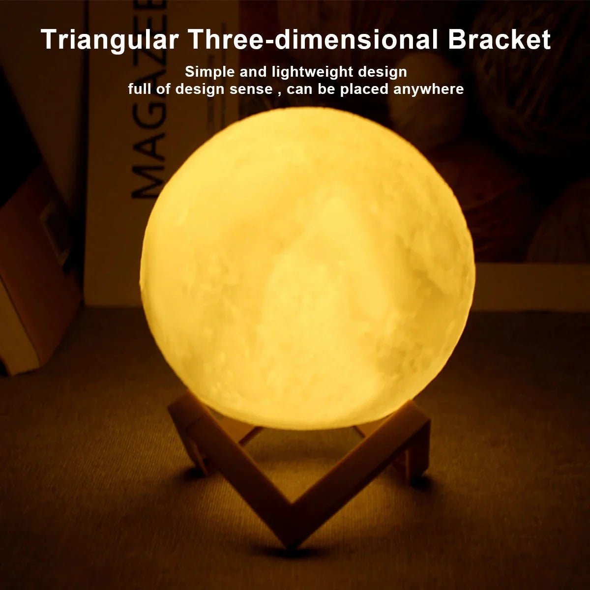 D5 Starry Moon Lamp 8Cm - LED Night Light with Stand, Perfect for Bedroom Decor and Gifts - AuraGoods