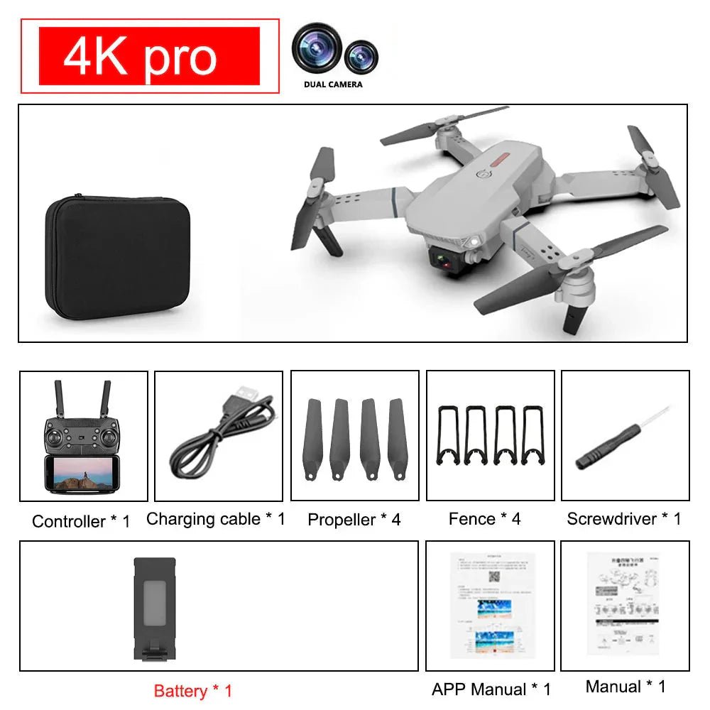 E88 Pro Foldable Quadcopter Drone - WIFI FPV, HD 4K Camera, Altitude Hold - AuraGoods