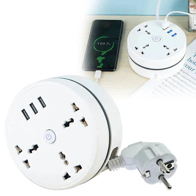 EU Plug AC Outlet Smart Home Power Strip – Multipurpose Electrical Extension Cord with USB Ports & Fast Charging - AuraGoods