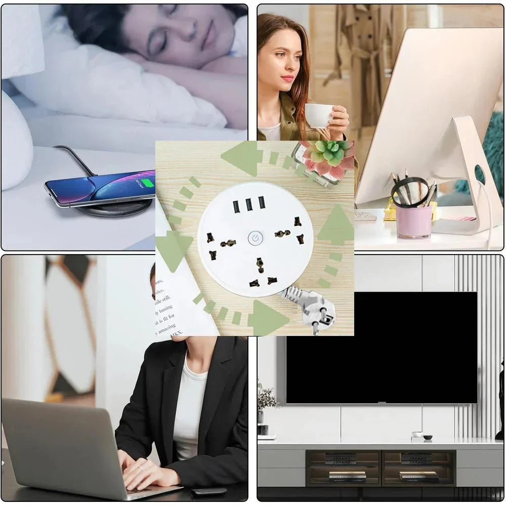 EU Plug AC Outlet Smart Home Power Strip – Multipurpose Electrical Extension Cord with USB Ports & Fast Charging - AuraGoods