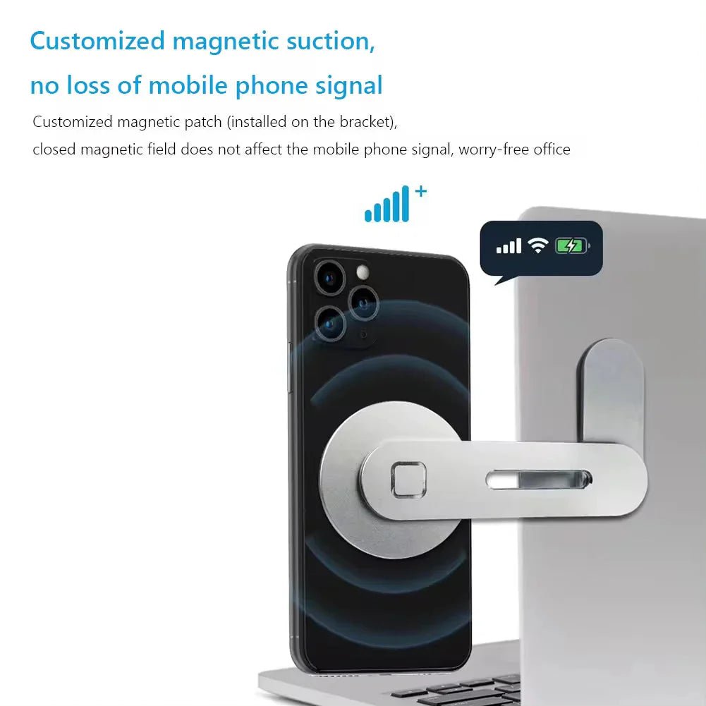 Metal Expansion Phone Stand for Laptop and Tesla Vehicles - Magnetic Folding Phone Holder with 15W Fast Charger - AuraGoods