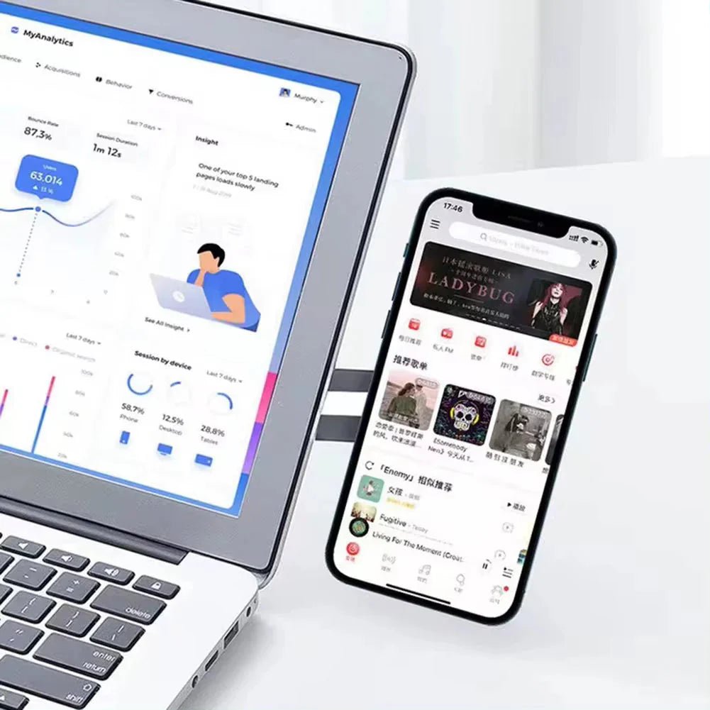 Metal Expansion Phone Stand for Laptop and Tesla Vehicles - Magnetic Folding Phone Holder with 15W Fast Charger - AuraGoods