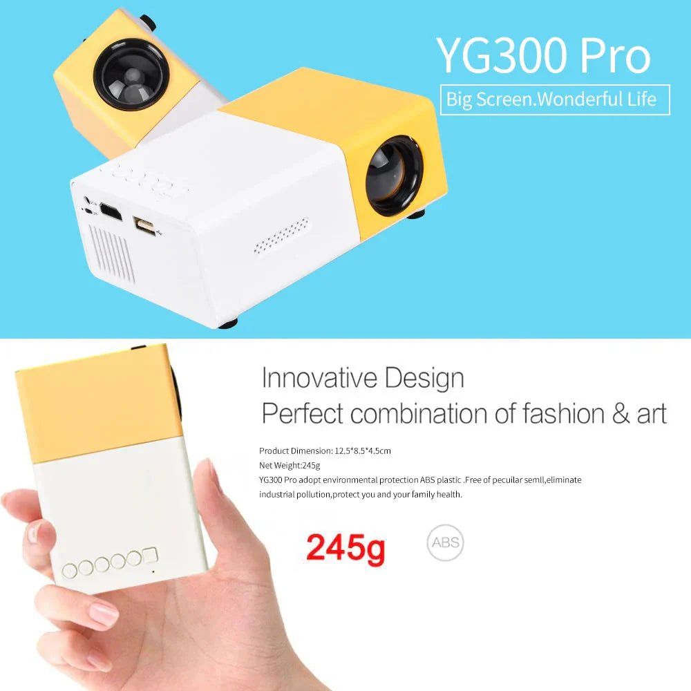 Mini Projector – 1080P Full HD Support, Portable LED Projector, 4K Video Playback, Multiple Connectivity Options - AuraGoods