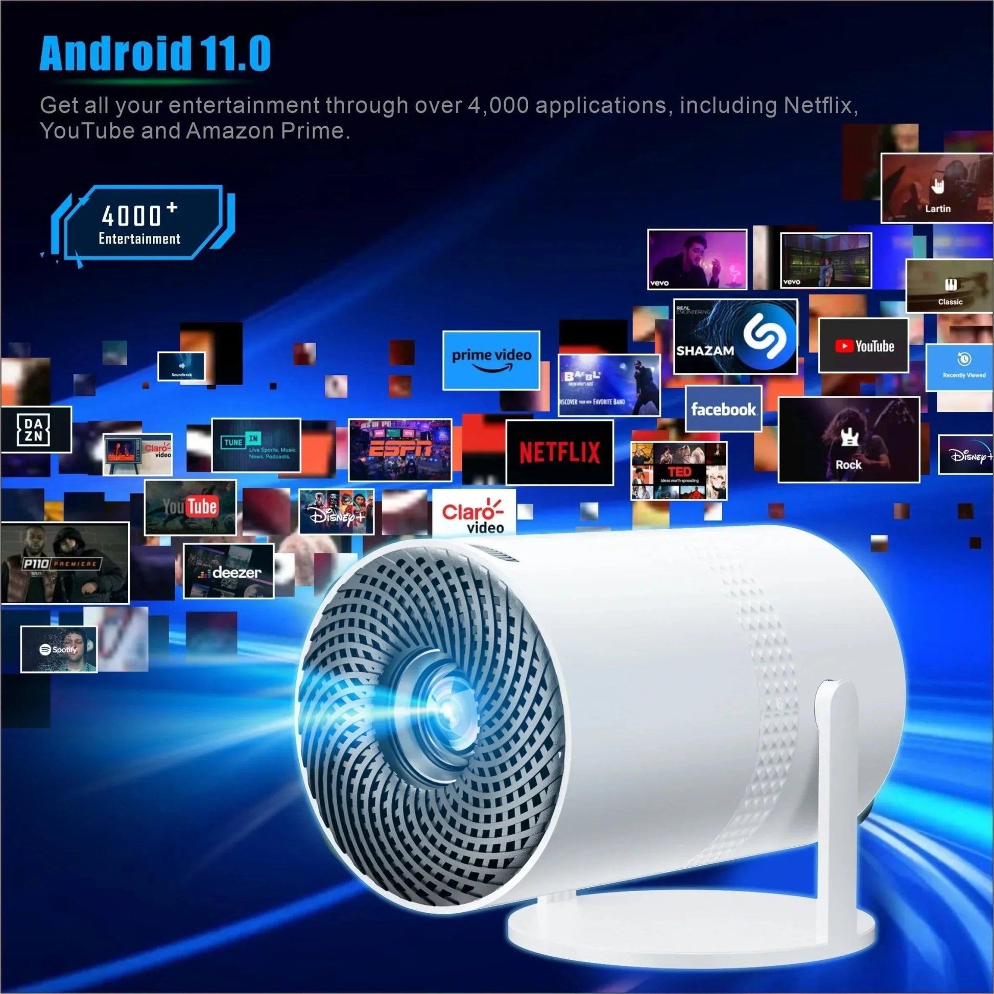 Salange P300 Mini Portable Projector - 4K 8K Video Decoding, 720P HD, Android 11, Wi - Fi, BT 5.1 - AuraGoods